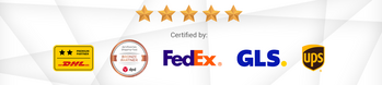 multi-carrier platform certified by DHL, dpd, FedEx, GLS and UPS
