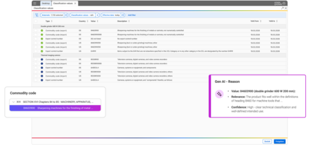 Beispiel der Product Classification-Software