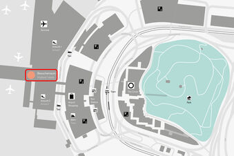 Flughafen Zürich, Location-Plan Besucherraum Dock B