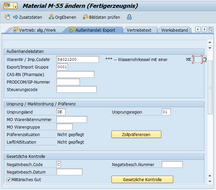 Materialstamm in SAP ERP® mit Feldern zu Warenursprung und Präferenzen