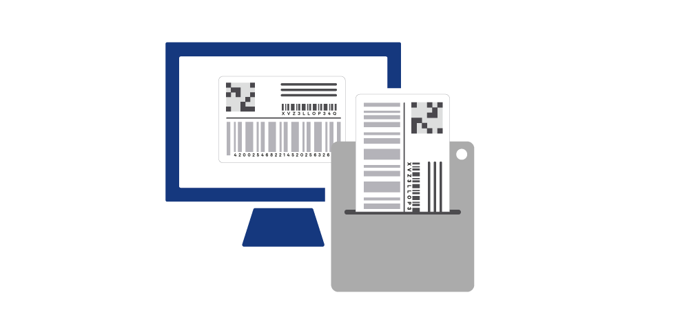 The software generates the label in the background during the shipping process.