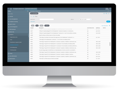 Automatically checking international and national product lists including dual-use items