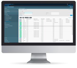 Overview of all declarations in the customs software. Each with the current status.