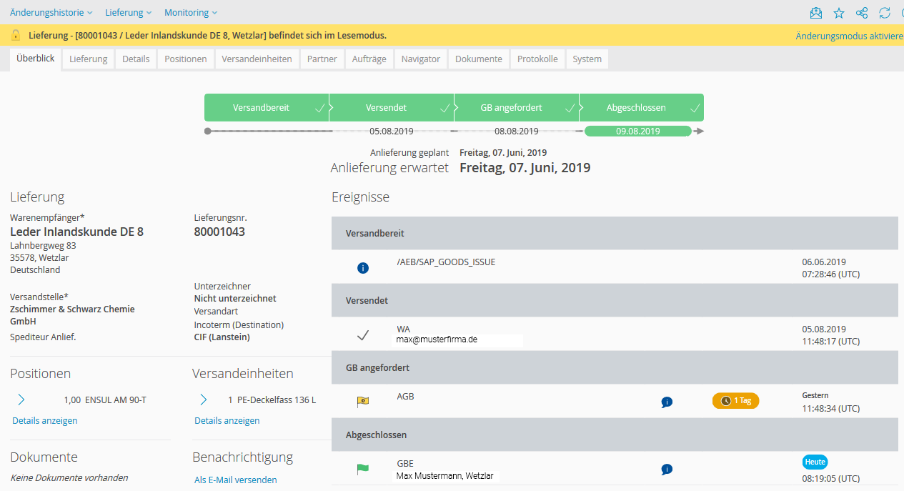 Elektronische Gelangensbestätigung mit AEB Software