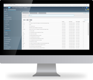 Trade Compliance Software shown in Screen